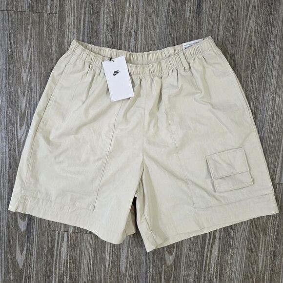 Nike Life Woven Camp Shorts Light Orewood Brown Off-White FN3216-104 Men's Small - Picture 2 of 14